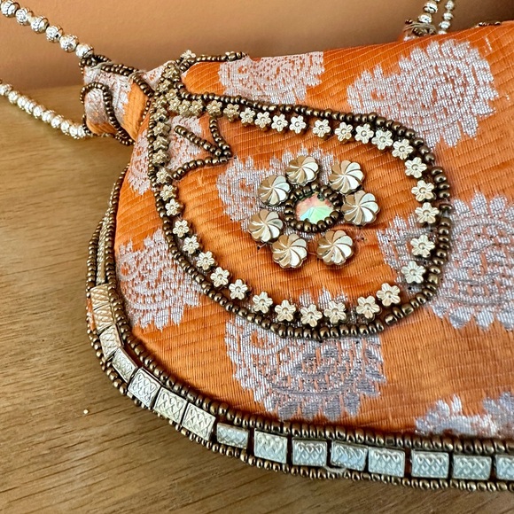 Handmade Embroidered Orange Handbag - Picture 3 of 4